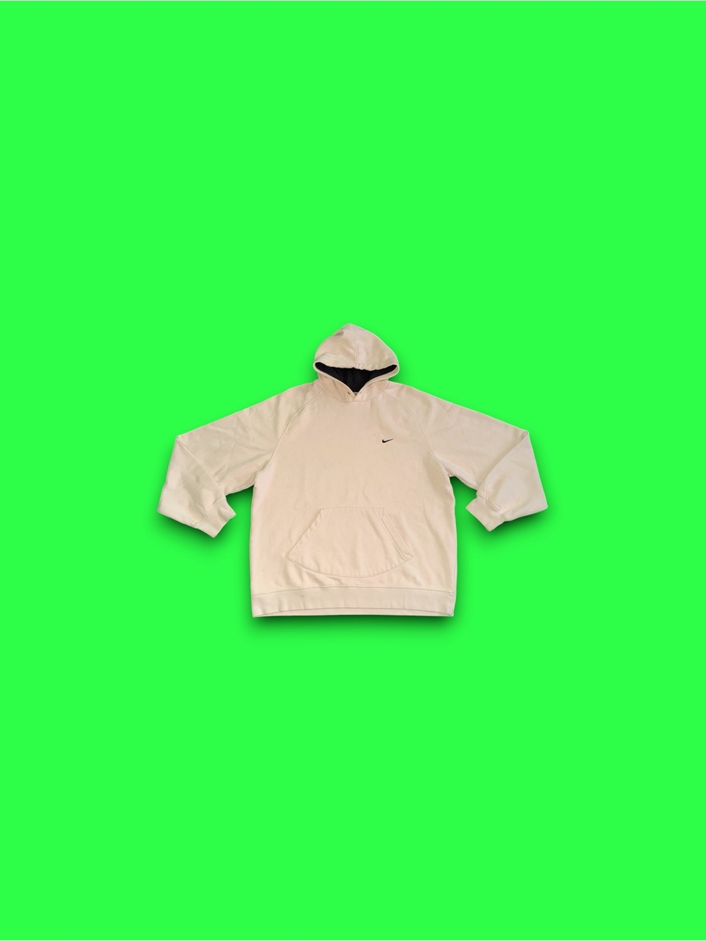 Vintage nike sportswear embroidered swoosh essential pullover hoodie cream XL